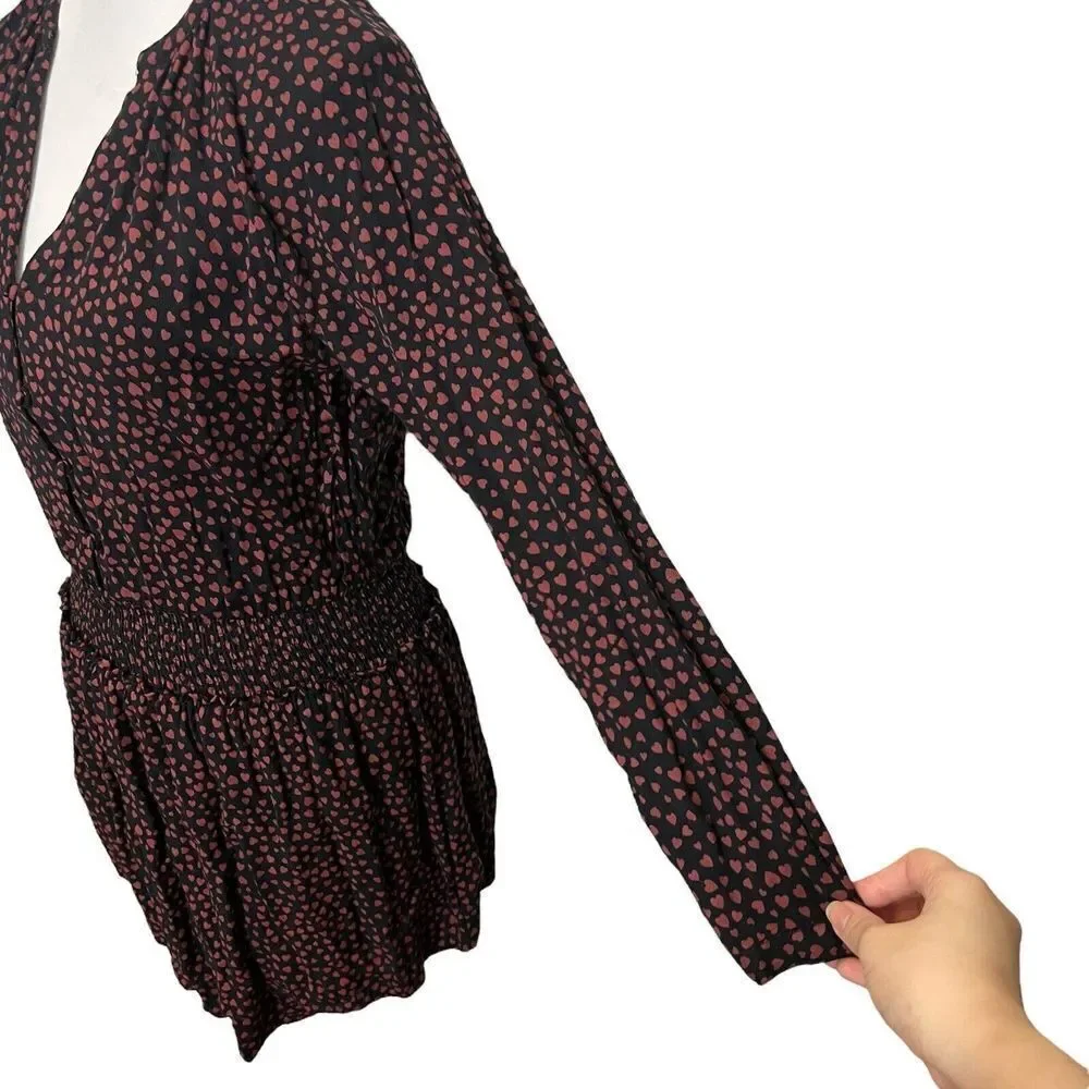 RAILS Jasmine Mini Dress Women's Size Small Olive Speckled Smocked Waist Split N